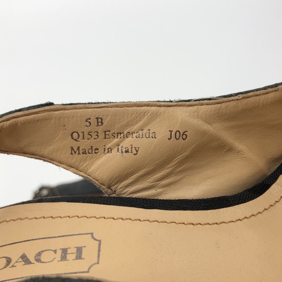 Coach Blk Leather Esmeralda Peep Toe Heels Size 5B - Picture 10 of 11